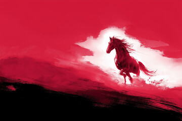 horse, red horse, 2026, 2086, 2146, happy new year, new year, new year greetings, new year's card, sunrise, animal, silhouette, start, Year of the Horse, 12 zodiac signs, pony, mustang, running, farm,