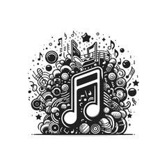 Obraz premium Musical doodles with notes and abstract designs