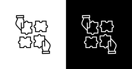 Strategy Teamwork White Icon Set Design