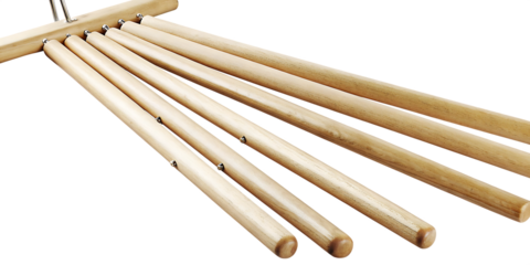 Wooden clothesline pole with empty pegs isolated on a transparent background image