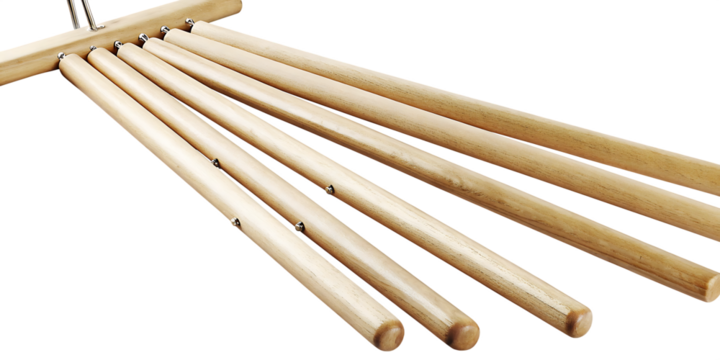 Wooden clothesline pole with empty pegs isolated on a transparent background image