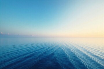 Endless expanse of calm ocean at sea level, a flat horizon meeting the sky Perfect for travel, serenity, or nature themes Vast, tranquil waters stretch to the far distance , sunlight, horizon line
