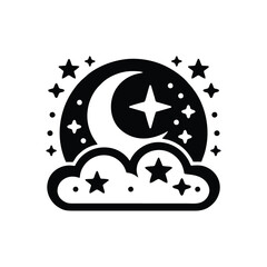 Night sky illustration with moon, stars, and clouds (1)