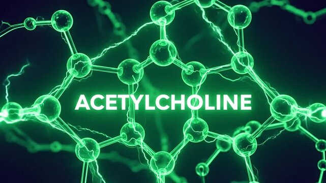 Abstract Scientific Illustration of Acetylcholine, a Key Neurotransmitter in the Nervous System for Medical Research