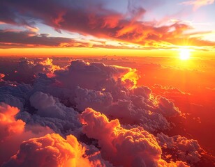 Fototapeta premium sunset clouds viewed from the plane