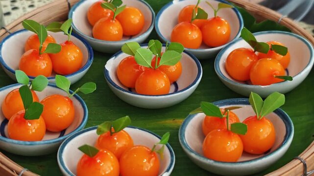 Orange Thai dessert, Kanom Luk Chup
