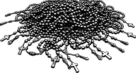 Set of Rosary Beads Silhouette – Religious Prayer Beads Collection for Illustrator