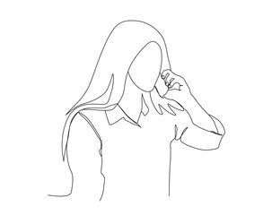 Women talking on the phone in continuous line art