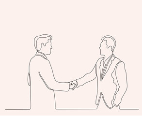 Men handshaking in one line art