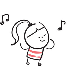 (Music) hand drawn girl icons. Vector illustration.	

