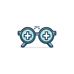Stylish eyeglasses with medical symbols, minimal design