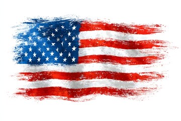 American flag painted with brush strokes stars and stripes