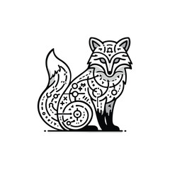 Stylized fox illustration with intricate patterns and details