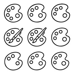 Simple Black Line Art of Multiple Artists Palettes.