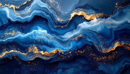 Fototapeta premium Luxury Abstract Blue and Gold Glitter Marble Texture