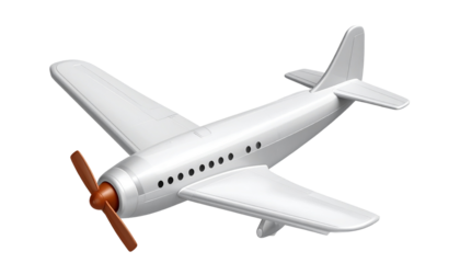  toy airplane with detailed design and smooth finish, isolated on transparent background, PNG format.
