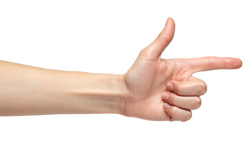 hand pointing at something isolated on transparent background