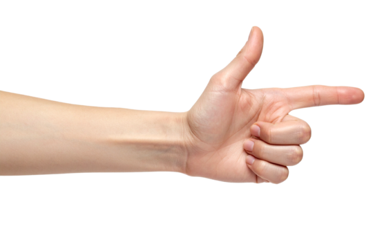 hand pointing at something isolated on transparent background