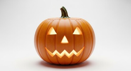 Spooky jack-o'-lantern glows with warm light for festive Halloween celebrations