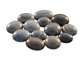 Collection of smooth beach stones in varying shades of grey