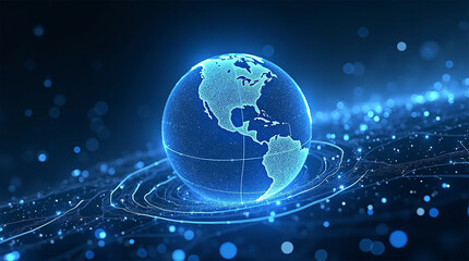 Fototapeta premium Holographic Digital Globe – Global Network and Futuristic Data Connectivity