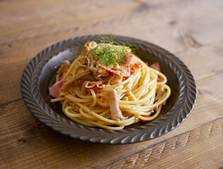焼ききのこマリネのパスタ