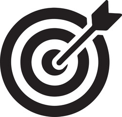 Silhouette vector of a target with arrow. Perfect icon for goal, success, accuracy, and achievement.