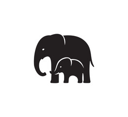 Minimal Silhouette Logo Design – Modern Vector Icon Illustration Elephants