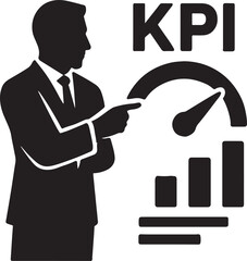 Silhouette vector of KPI dashboard illustration showing analytics, data monitoring, and business performance.