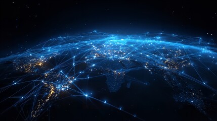 Illuminated Global Connections: Network of Light Emanating from a Modern World Data Visualization
