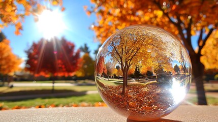 Glass sphere with refractions photographed in 4K with 100mm macro lens sharp detail clarity