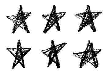 Set of simple hand drawn star illustration Cute scribble doodle clipart Single element for print, web, design, decor