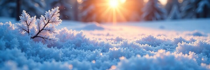 Frozen glitter landscape, icy crystals sparkle under a cold winter sun, ethereal beauty, frost, winter wonderland , sparkle, landscape