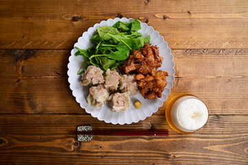 シュウマイと鶏からあげ