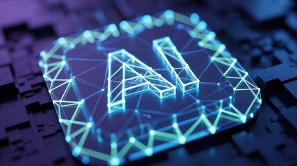AI Artificial Intelligence Symbol with Network Connections and Circuit Board stock