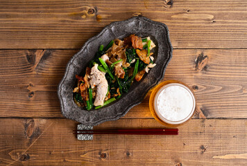 鶏胸肉の塩麹漬けの炒め物