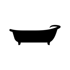 Black silhouette of a classic clawfoot bathtub against a white background