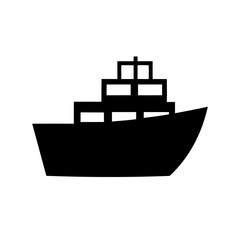 Obraz premium Stylized silhouette of a cargo ship on a stark white background