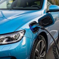 Electric Car Charging at Station.