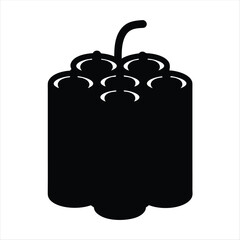Obraz premium Silhouette of Dynamite Sticks with Fuse on White Background Illustration