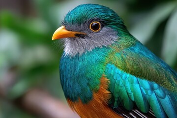 Obraz premium Close up of a colorful tropical bird with blurred background