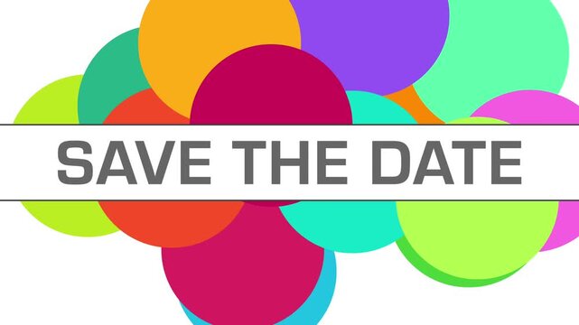 Save The Date Colorful Moving Circulars Box Horizontal Text 
