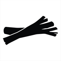 Stylized black silhouette of two leeks on white background, minimalist design