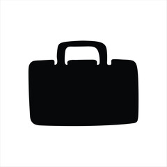 Isolated black briefcase icon representing business and professional pursuits and endeavors
