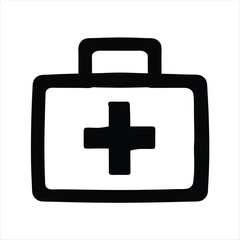 Obraz premium Simplified Black First Aid Kit Graphic Symbol Icon on White Background