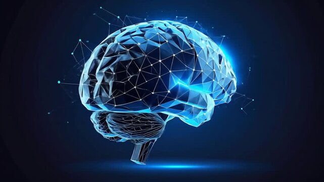 Abstract Polygonal Brain, Digital Art, Neuroscience Visualization