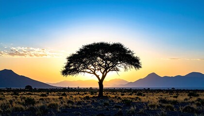 Obraz premium Silhouette tree against gradient sky