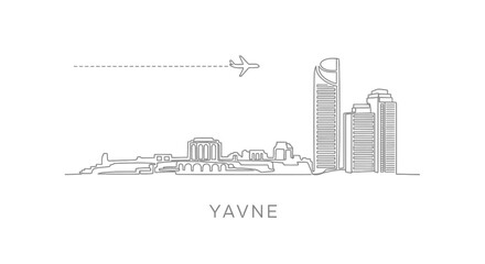 Obraz premium Yavne Skyline Cityscape Line Art.