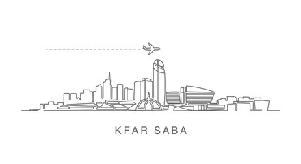 Obraz premium Kfar Saba skyline Israel Plane icon.