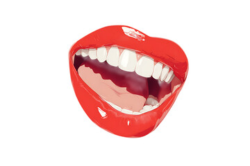 Bright red lips showing white teeth in a joyful smile.
